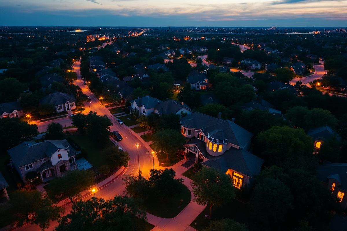 DFW neighborhood at dusk